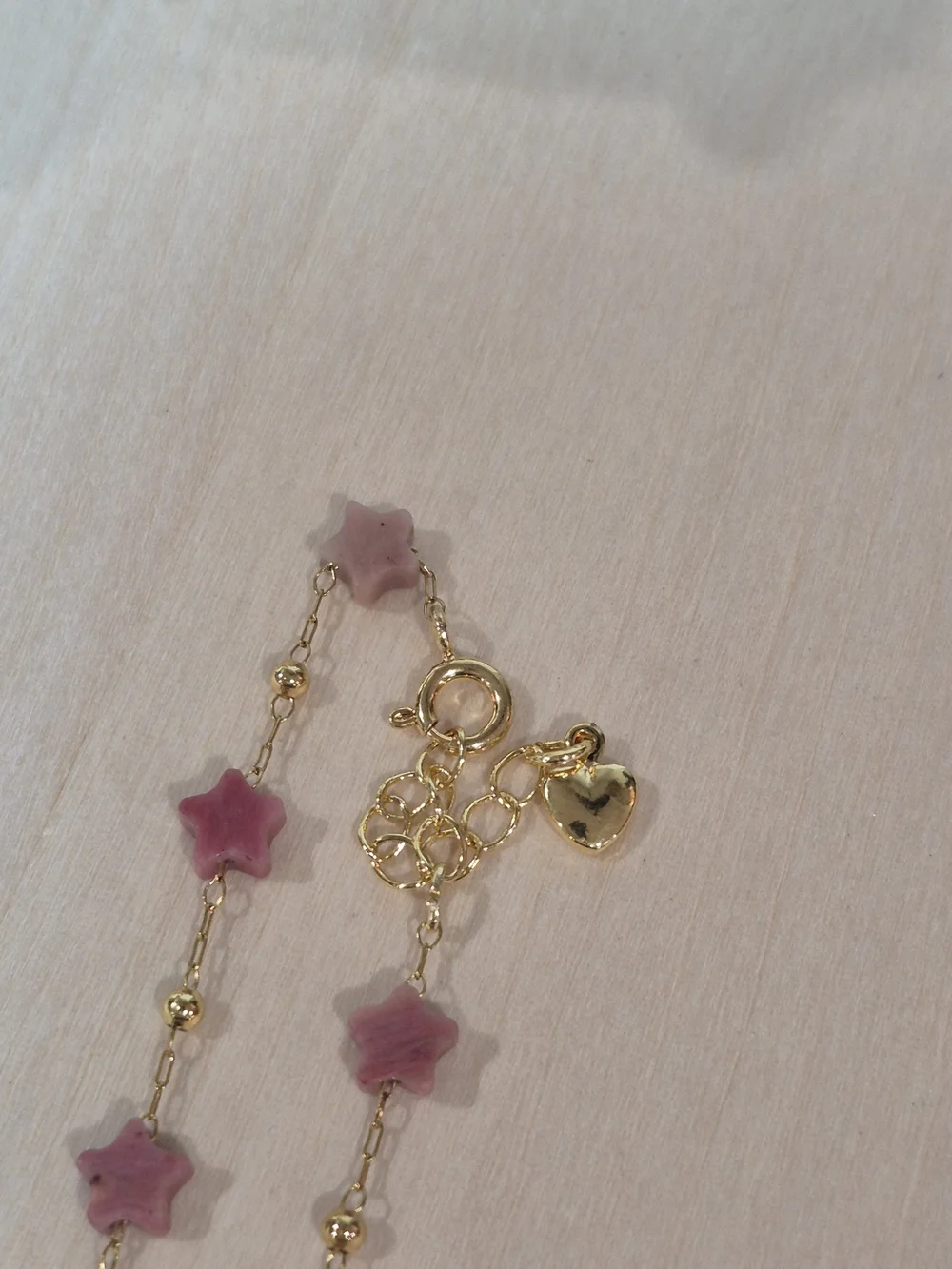 🩷⭐️NEW🩷⭐️ PRETTY!! RHODOCROSITE Micro Paper Clip Natural Stone Star Bracelet